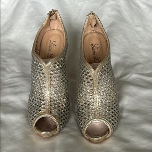Lauren Lorraine Rose Gold Booties with Rhinestones